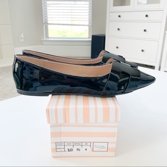 Wild Diva Black Pat Flats Pippa-410 - Picture 8 of 10
